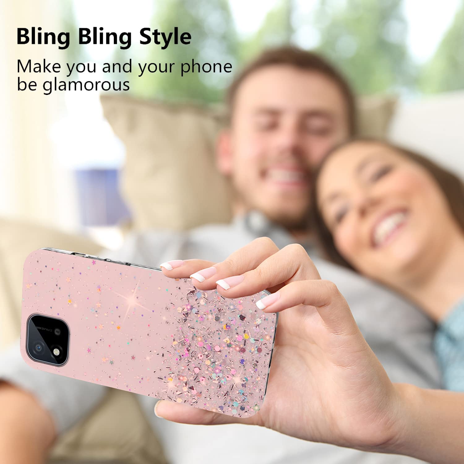 Yarxiawin Compatible Pour Coque Realme 11 Pro 5G Silicone Case Fleur Glitter, Bling Housse Realme 11 Pro Paillette Clear View, Etui Realme 11 Pro Transparente Antichoc Protection Cover (Argent-Rose