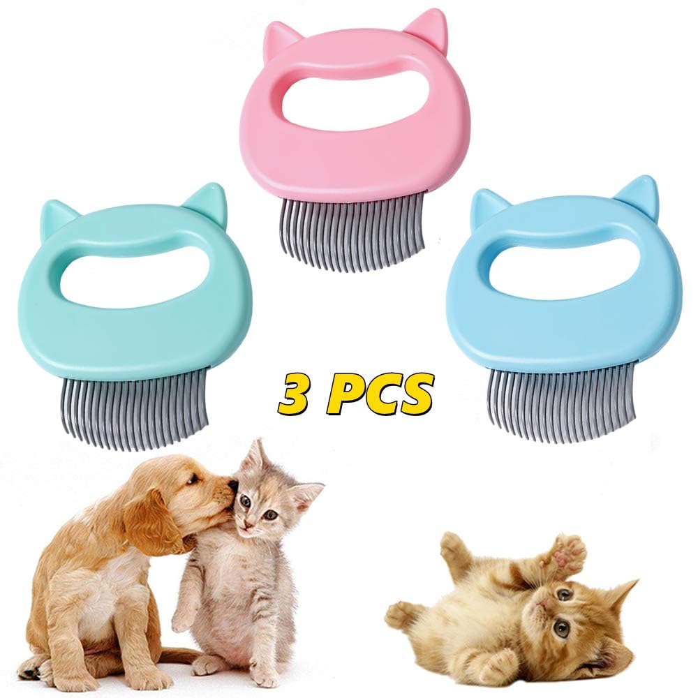 Pet Cat Brush For Grooming And Shedding,Cat Comb Pet Short & Long Hair Removal Massaging Shell Comb Soft Deshedding Brush Matted Fur Remover Massage Dematting Tool For Dog Puppy Rabbit(3 Piece)