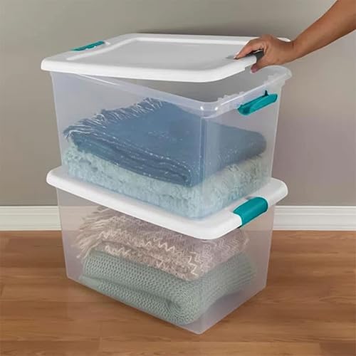 Vista 11 de Sterilite - Caja de almacenamiento de 6 cuartos de galón con tapa y pestillo, contenedor apilable de plástico para organizar zapatos en estantes