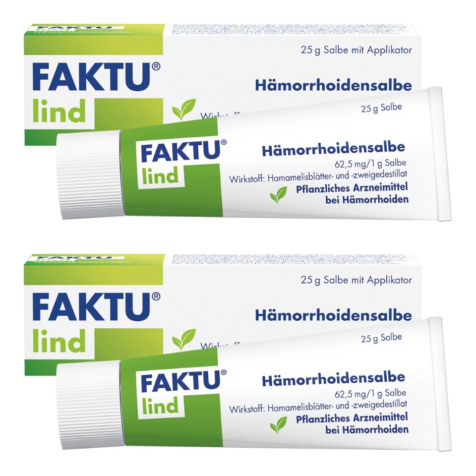 FAKTU lind Salbe Hamamelis zur Anwendung bei Hämorrhoiden wirkt entzündungshemmend örtlich blutungsstillend schmerzlindernd juckreizstillend und wundheilungsfördernd Spar-Set 2x25g
