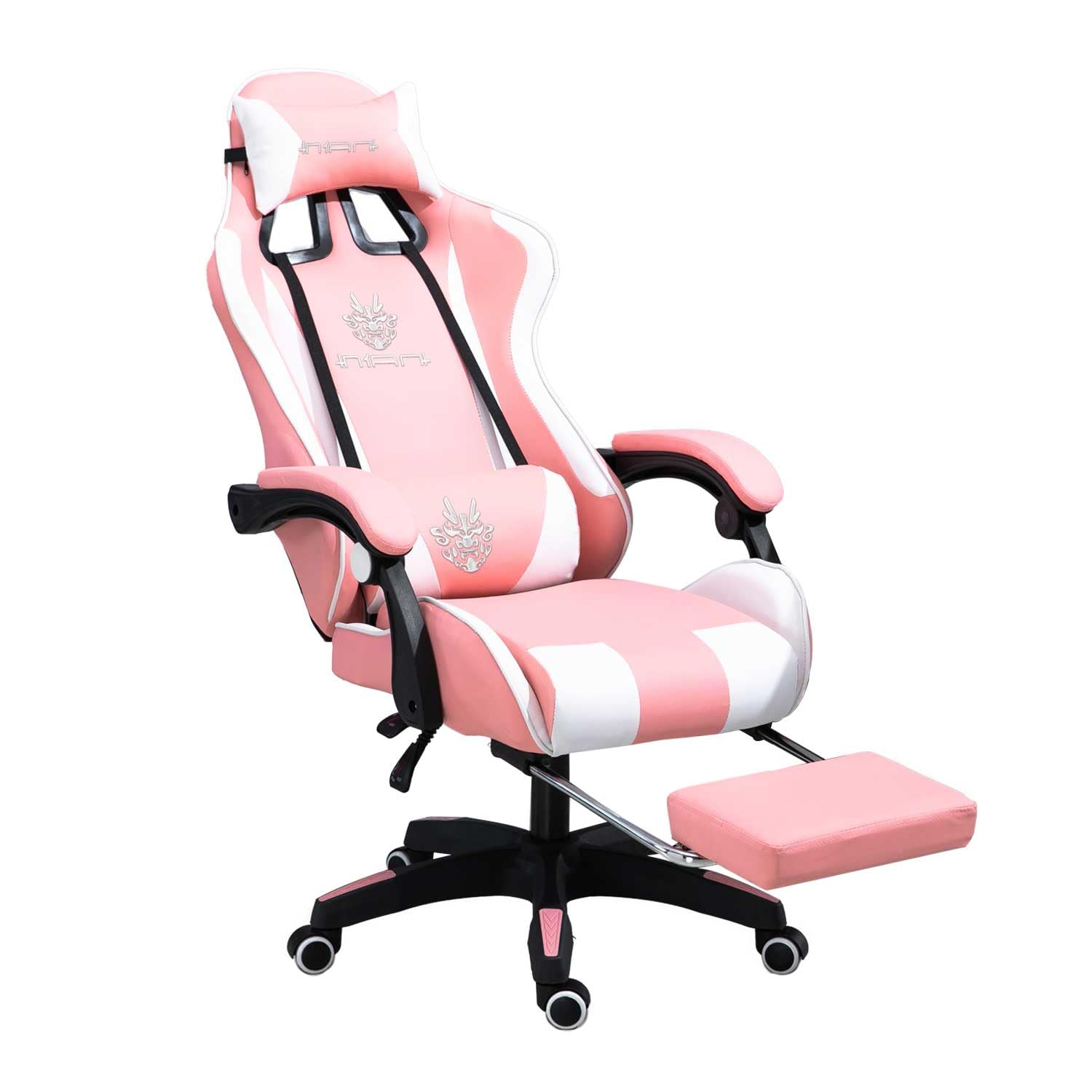 Nian Silla Gamer Ergonomica con Reposa Pies Pro Altura Ajustable para Gaming y PC (Rosa) - Rosa