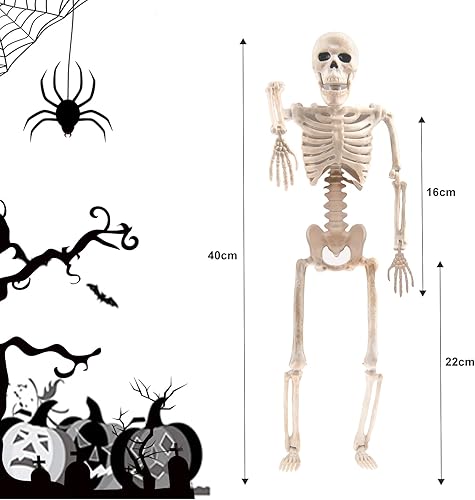 Miniatura 7 de Decoración de Halloween de esqueleto pequeño de 16 pulgadas decoración de esqueleto colgante de Halloween para colgar en forma de articulaciones,