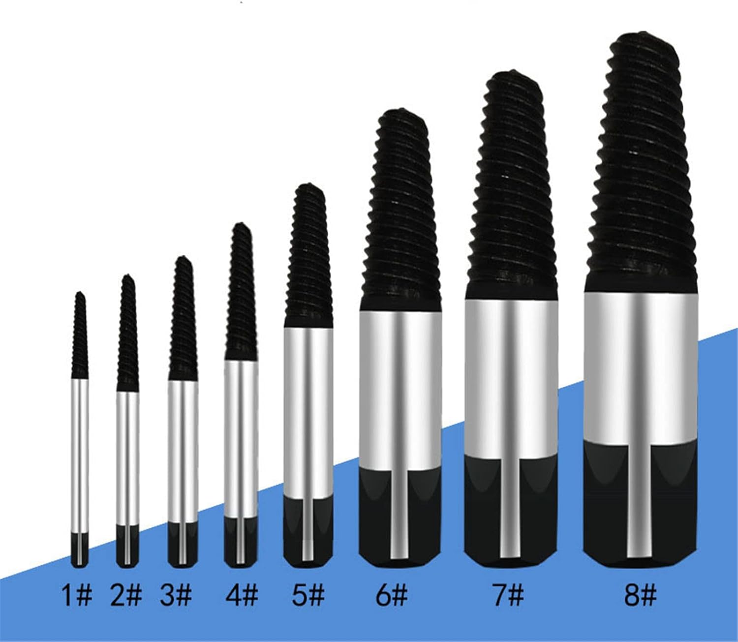 8pcs Broken Damaged Screwdriver Extractor, Pipe Screw Extractor Tools Set for Thread Broken Stud, Screw, Bolt Easy Back Out