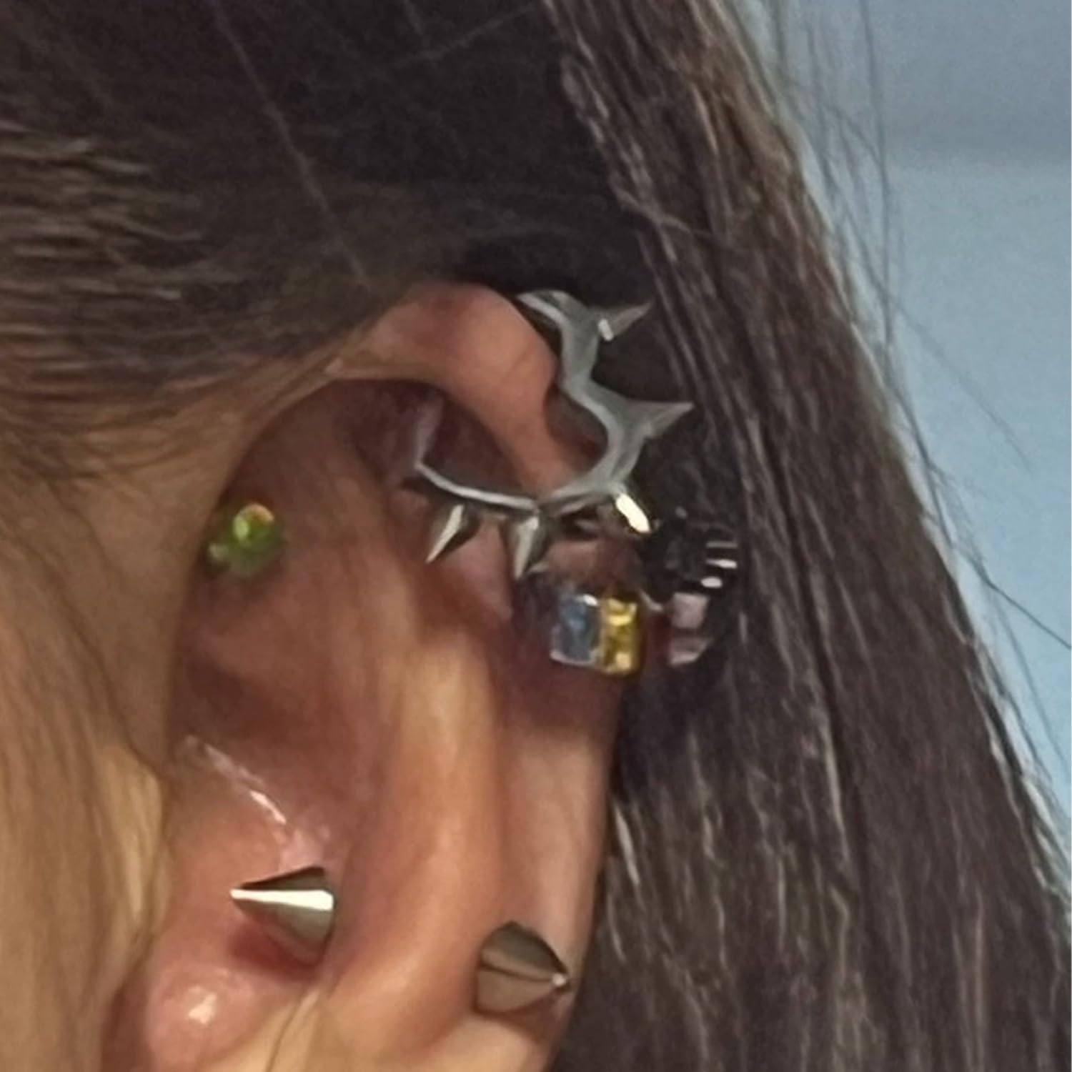 Goth Earrings Black Heart Punk Earrings Set Y2k Emo Jewelry Alternative Jewelry for Women Grunge Earrings Spike Earrings Gifts for Men - Image 4