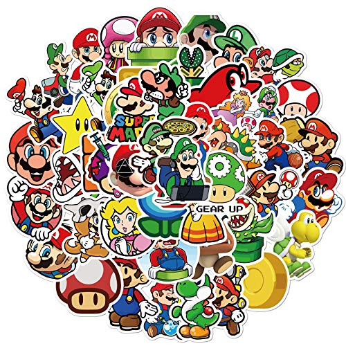 Mario Cartoon Stickers For Kids And Teen, Cool Game Stickers For Water Bottle, Skateboard, Trendy Vinyl Decal For Phone, Laptop, Bicycle, Travel Case (Mario) #TOP25