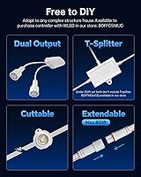 Vista 7 de ASAHOM AI Permanent Outdoor Lights S107B, 100FT with 72 RGBCW LED Lights, 30,000 Lighting Effect, Controller with Dual Output, Extend to 800FT