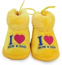 Neska Moda 6 To 12 Months I Love Mom And Dad Print Baby Booties (Yellow)-BT1501 gallery image