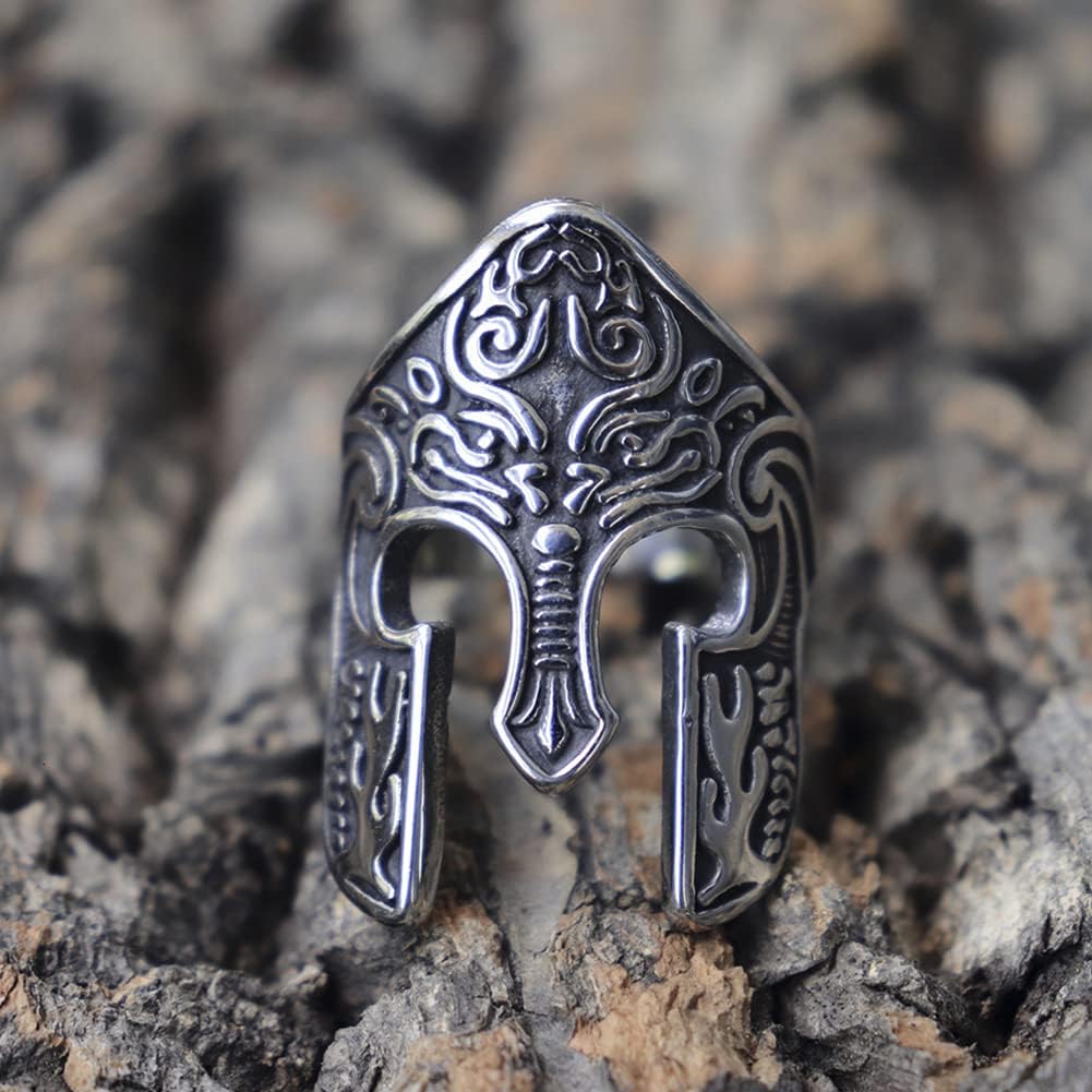 PAMTIER Anello Uomo Gotico Vintage In Acciaio Inossidabile – Stile Punk Con Corno Di Pecora - 4