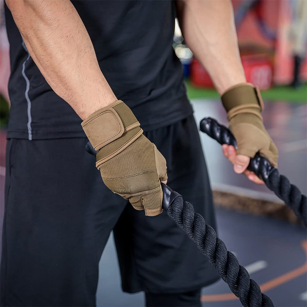 Guantes de Gimnasio para Culturismo, Levantamiento de Pesas, Entrenamiento con Mancuernas, Guantes Antideslizantes para Ejercicios de Entrenamiento, Verde, M