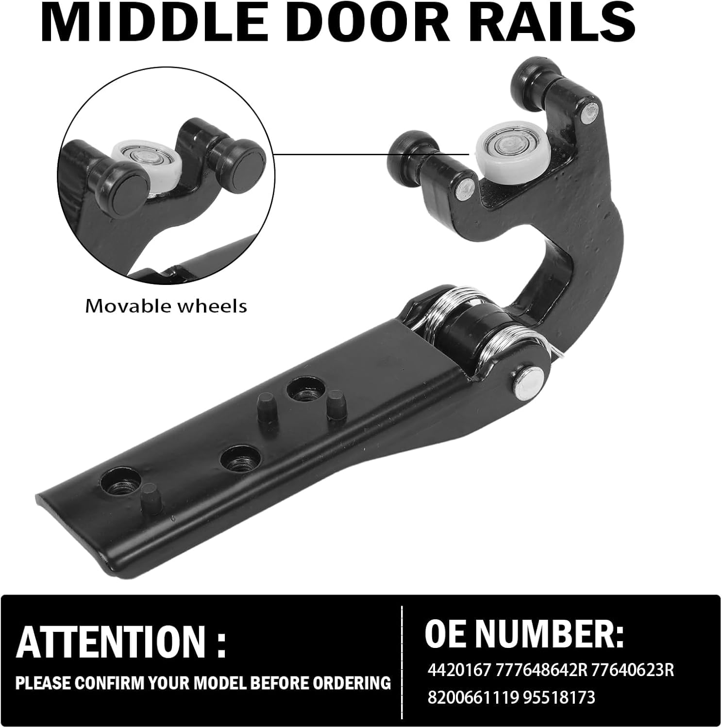 【OEM 777648642R】 Rodillo puerta corredera derecha – Plataforma J70 2010+ | PA6-GF30 | Carga 200kg