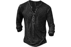 Mens Distressed Henley Shirt: Vintage Style V-Neck Casual Fashion