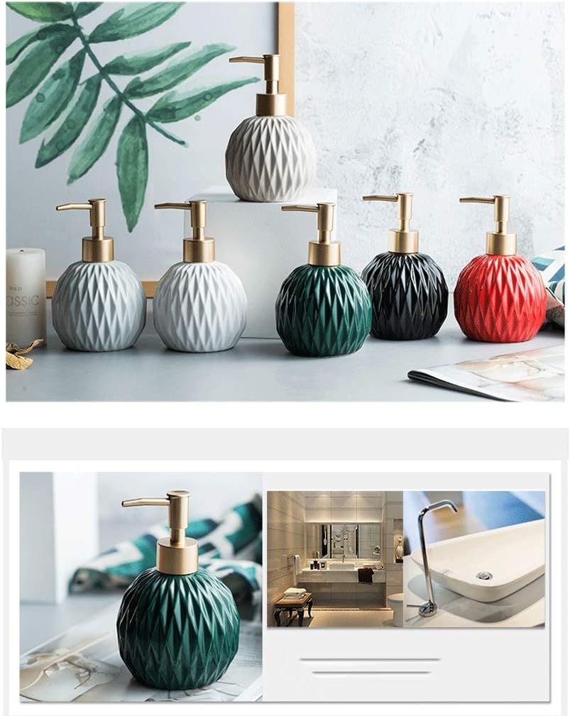 Geeyu Sphere Ceramics Soap Dispenser, Countertop Hand Lotion Pump Bottles, Housewares for Kitchen Bathroom Washroom, Accessories with Pump (Color : Khaki, Size : 400ml)