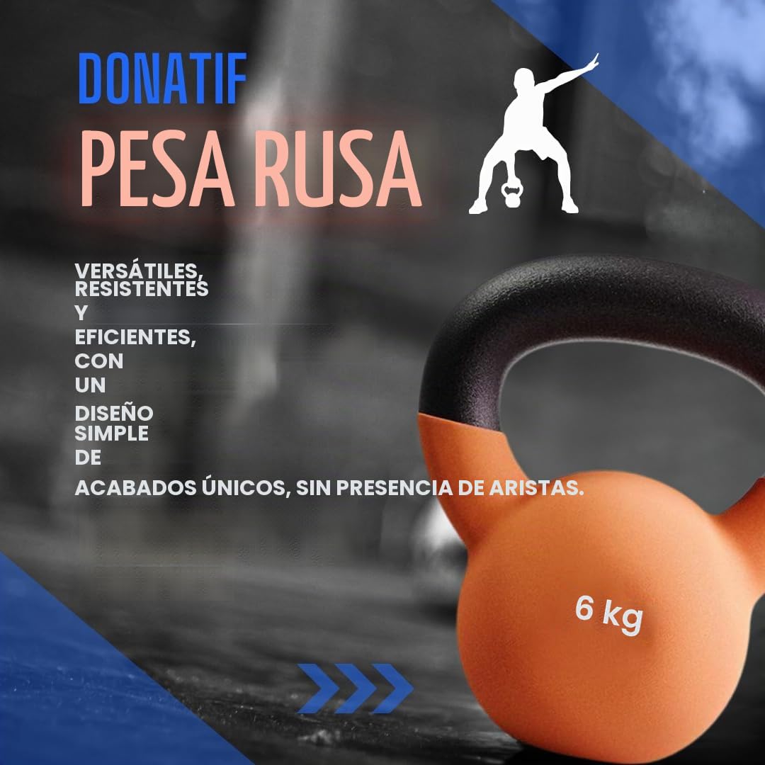Kettlebell Hierro Fundido Recubierto de Neopreno – Pesas para Brazos y Ejercicios funcionales – Fitness Herramientas para el hogar – Kettlebell Balanceo Antideslizante