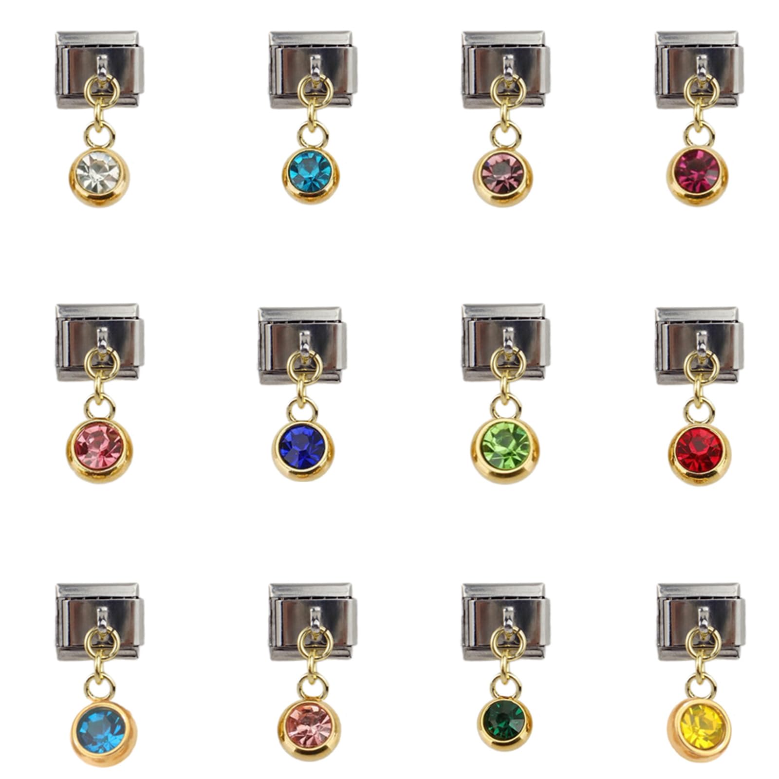 12er Pack italienische Charm Verbindungsperlen aus Edelstahl zur Schmucksuche, Schmuckzubehör, geeignet für die Herstellung von Armbändern, Anhänger aus Edelstahl