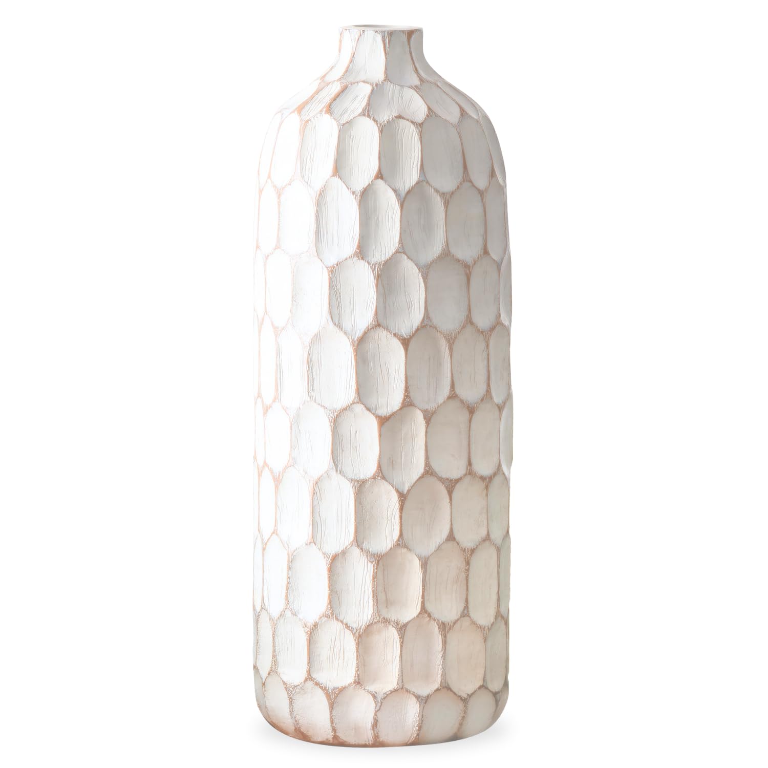 Torre & Tagus Contemporary Modern Farmhouse Chic Decor Sculpture for Living Room Dining Area Fireplace Mantel Home Office, Resin, White, 15 Inch Vase