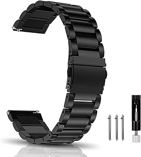 [Etsbaocy] 交換用バンド 20MM Amazfit Active/Amazfit GTR Mini/Amazfit GTS 4/GTS 4 Mini/Amazfit Bip 3/Bip 3 Pro 対応 交換ベルト ステンレス製 金属ベルト 替えバンド Amazfit GTS 2 Mini/GTS 2/Bip/Bip S/Bip Lite/Bip U Pro 用 バンド - 黒色