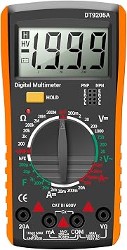Professional Digital Polymeter, AC/DC Digital Multimeter, 1999 Counts Voltmeter Ammeter Ohmmeter, LCD Electrical Tester, for Voltage Current Resistance Circuit Diode Transistor