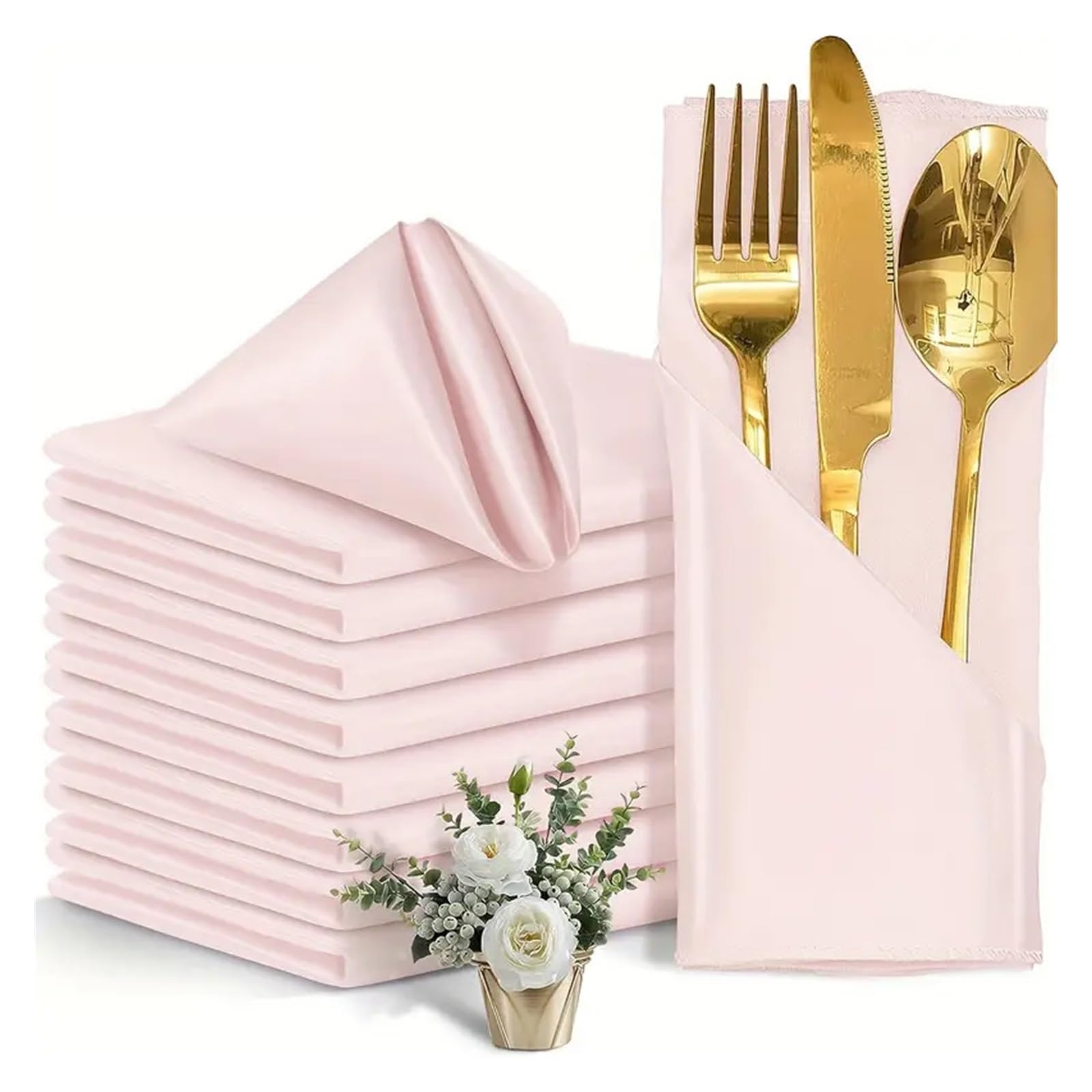Napkins 50PCS Satin Napkins 30X30CM Soft Dinner Square For Party Wedding Decoration Banquets(Color 04)