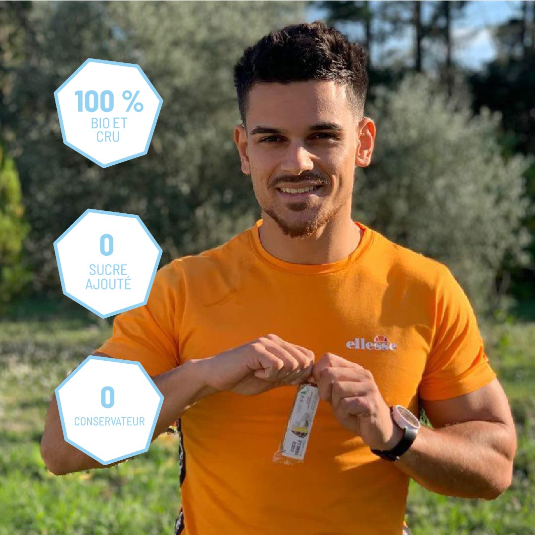 Nutripure | Raw Barre Bio | Barre Protéinée Coco Vanille | Vegan et Bio | Riche en Dattes, Beurre de Cacao et Fruits Secs | Snack Sain et Gourmand Sans Conservateur | Pack de 20 | Fabriqué en France