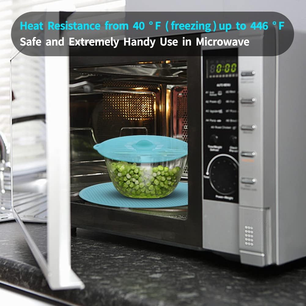 Microwave Mat & Food Cover Cover for Splatter Guard Silicone Trivet Pot Holders Drying Baking Place Mat Silicone Bowl Covers BPA Free Suction Lids Microwave Cover