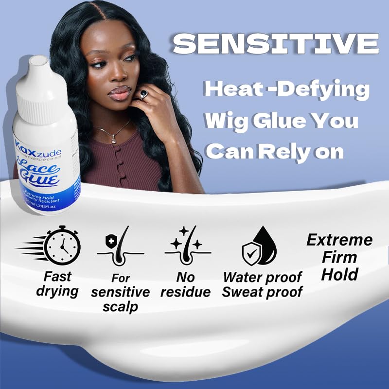 Extremely Strong Adhesive lace False Hair Gel - Waterproof and Sweat-Proof, Invisible Safety Adhesive, Thin Layer Brings Seamless Comfort, Suitable for Long-Term Wearing, 1.3 Ounce