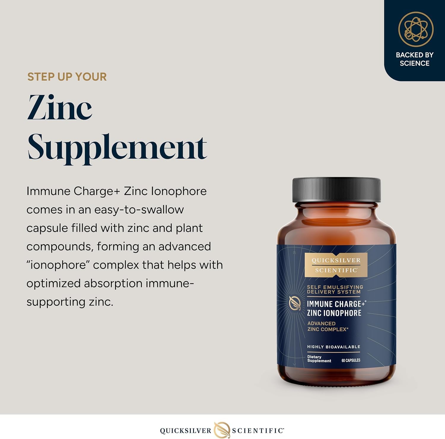 Quicksilver Scientific Immune Charge+ Zinc Ionophore, Luteolin, 60 Capsules — Amazon image 3