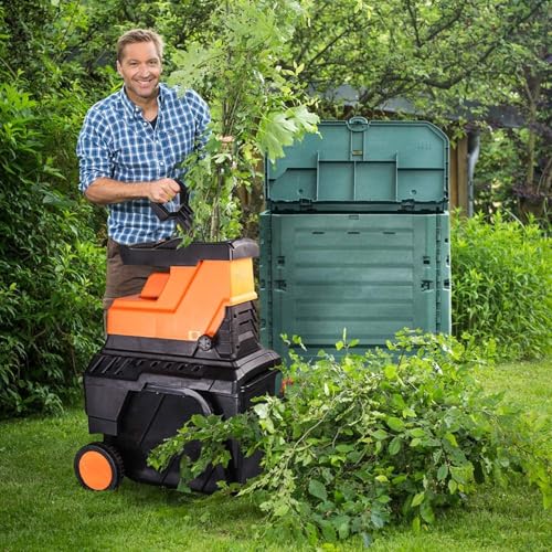 Biotrituratore Elettrico Silenzioso 2800 W, Triturare Rami Contenitore 55L, Cippatore Tritatutto Da Giardino, Dimensione Regolabile, Giardino E Biotrituratore Con Ruota Di Trasporto - 8