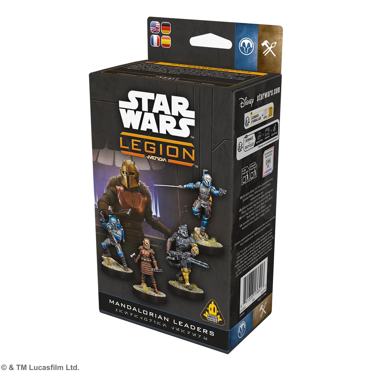 Asmodee Star Wars: Legion Mandalorian Leaders, confezione da 4 miniature di comandanti e agenti dei clan di Mandalore, a partire dai 14 anni, 2 giocatori, 60-120 minuti, spagnolo, tedesco, inglese