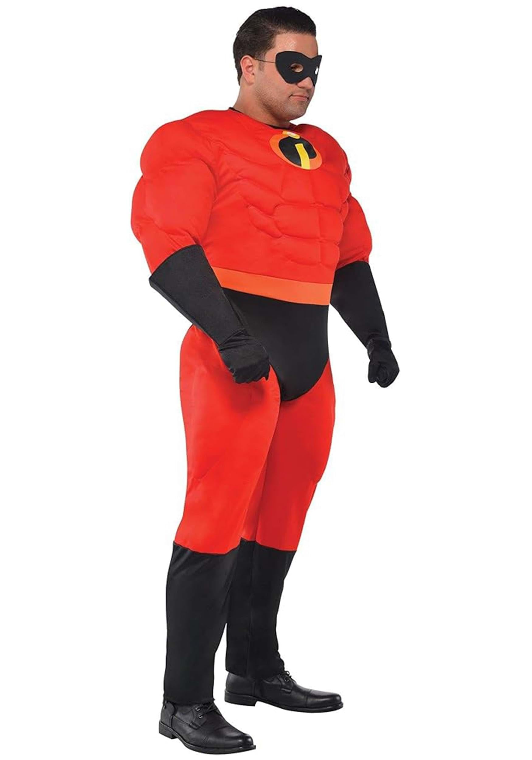 Fun Costumes Men's Plus Size Mr. Incredible Costume | Adult Superhero Muscle Outfit with Eye Mask, Gloves for Halloween