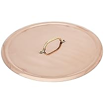 Pentole Agnelli Rame Liscio Stagnato a Mano Coperchio con Ponticello in Ottone, Rame, 45 cm