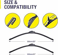 Vista 3 de 22"+21" Windshield Wiper Blades Replacement For Toyota Tacoma 2014-2005 Solara 2003-2001 /Grand Cherokee 2021-2011 /Honda Pilot 2014-2009 /Dodge