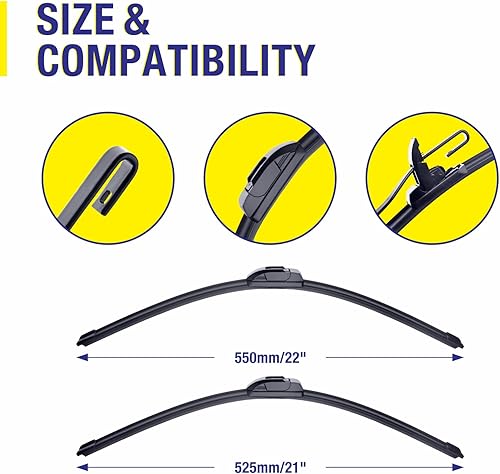 Miniatura 3 de Limpiaparabrisas de repuesto de 22 + 21 pulgadas para Toyota Tacoma 2014-2005 Solara 2003-2001 Grand Cherokee 2021-2011 Honda Pilot 2014-2009 Dodge