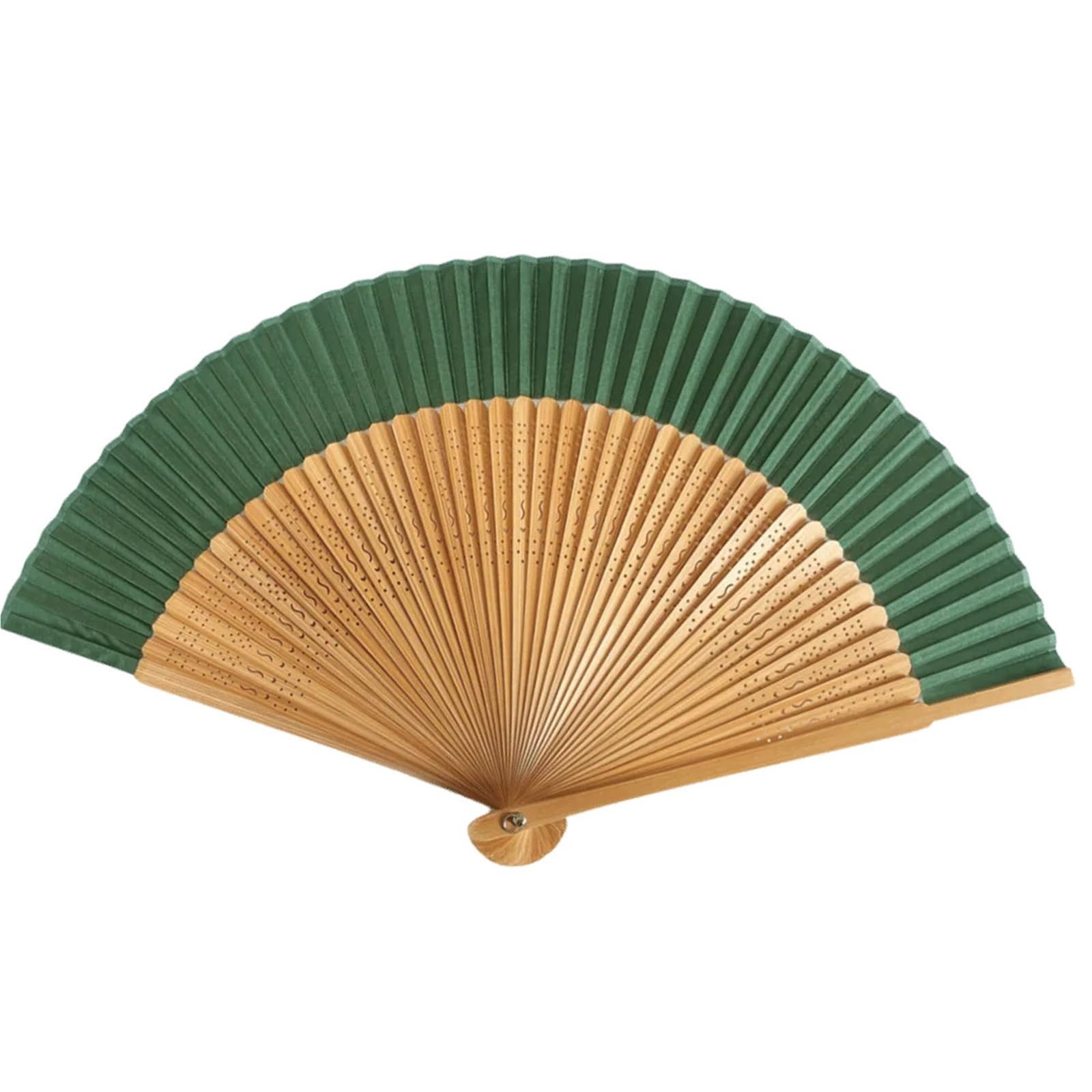 Zeahkri Folding Fans 6pcs Ancient Style Bamboo Folding Fan Portable Summer Dance Handheld for Cheongsam Dress for Wedding Performance Dancing(Green)