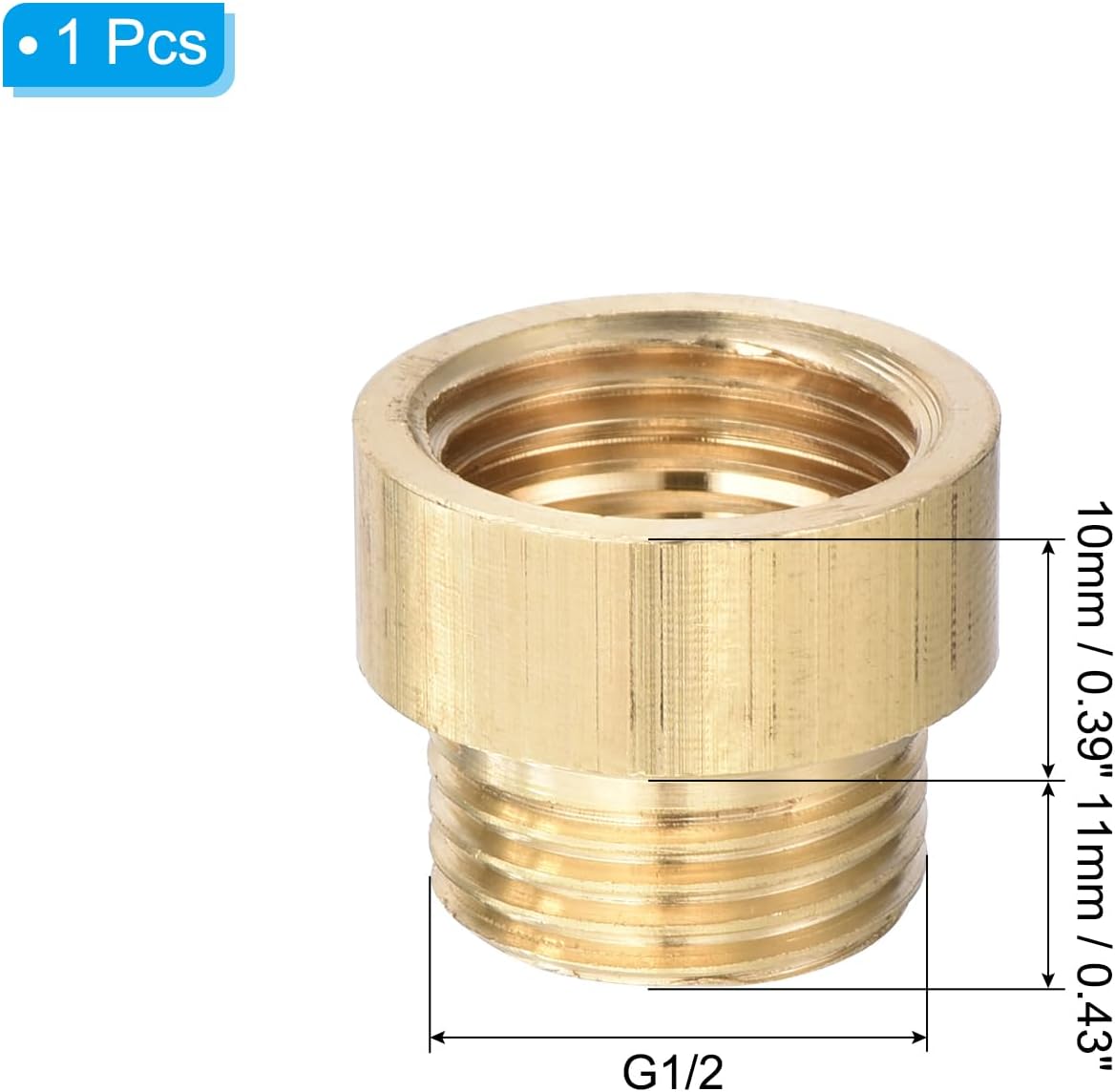 PATIKIL Shower Head Extension Arm, Copper G1/2 Male to Female Thread 20mm Length Pipe Fitting Shower Head Extender