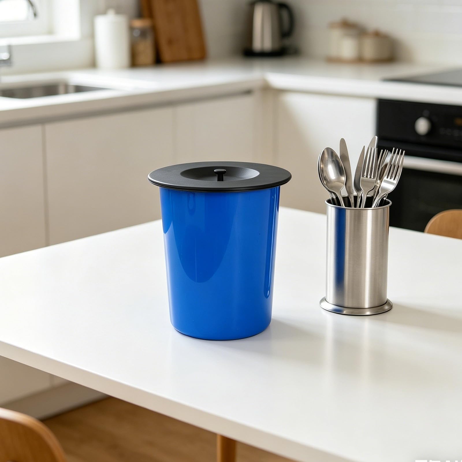 PRETYZOOM Tapa Redonda de Acero Inoxidable 304 para Cubo de Basura de Cocina Embutido, Capacidad 8l, Diseño Moderno y Resistente para Fregaderos y Restaurantes