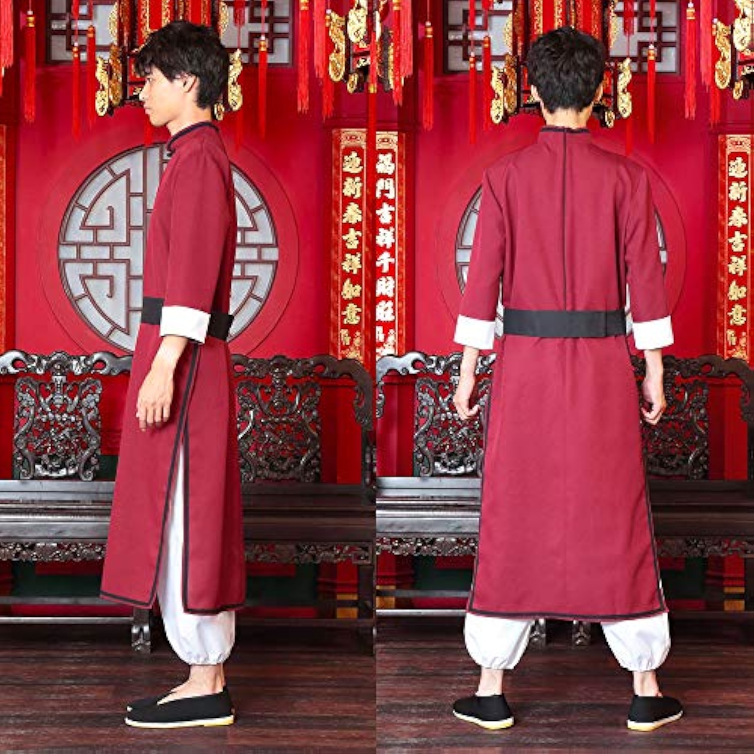 クリアストーン(Clearstone) ロイヤルチャイナ コスプレ ハロウィン カンフー ユニセックス ディープレッド 詳細画像4