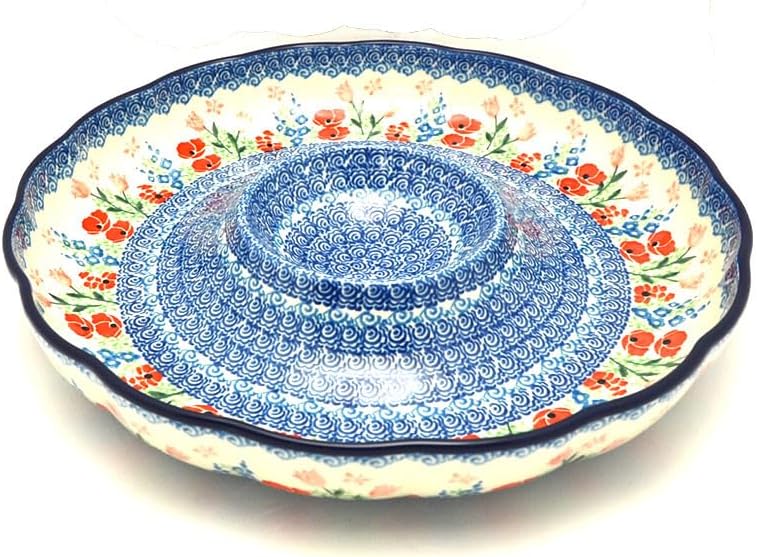 Polish Pottery Dish - Vegetable and Dip - 12" - Whimsical Garden