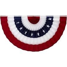 Made in America by Old Glory Bunting. American Pleated Fan Flag Bunting. 1.5 x 3 ft Printed Stars & Stripes USA Indoor/Outdoor Cotton Bunting Banner. Perfect for July 4th & patriotic events.
