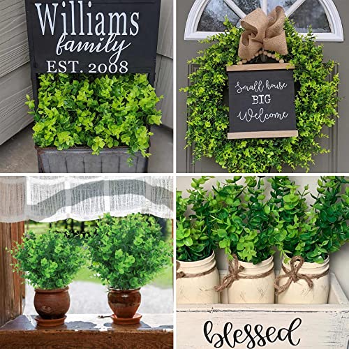 Hatoku 24 Pack Artificial Greenery Outdoor Plants Uv Resistant, Fake Plants Boxwood Shrubs Grass Stems For Home Wedding Outside Farmhouse Garden Decor #TOP6