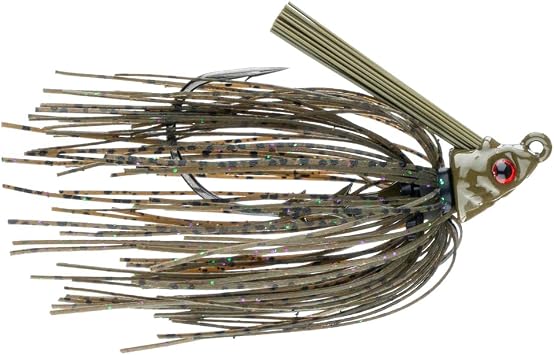 Freedom Tackle FT Swim Jig with 30 Degree Hook Eye with Bait Keeper and Custom Silicone Skirts | 1/4 oz., Green Pumpkin Candy PN 75109