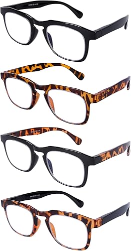 Miniatura 9 de DOOViC Juego de 2 lentes de lectura con bloqueo de luz azul, bisagra de resorte de tortuga, lectores de calidad para hombres y mujeres, antifatiga