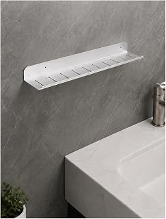 Wall Mounted Bathroom Shelf - 70 cm Self-Adhesive Storage Rack, Slotted Design for Easy Organization, Stylish Silver Finish - Perfect for Space-Saving & Home Decor
