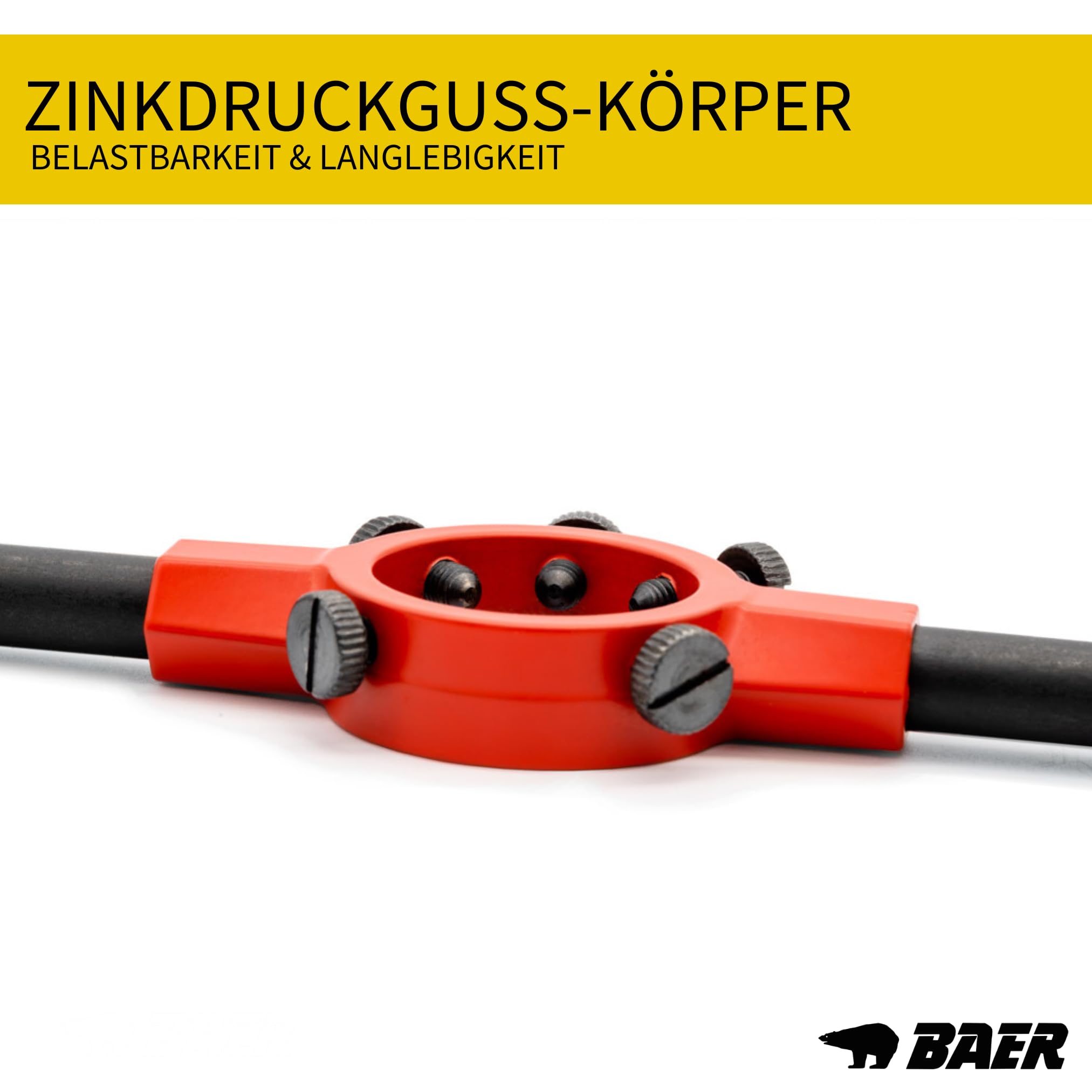 BAER Supporto per filiera 55 x 16 mm Pro, MF 22-26, G 5/8-3/4 – DIN 225 – Supporto per filiera – Filettatura esterna