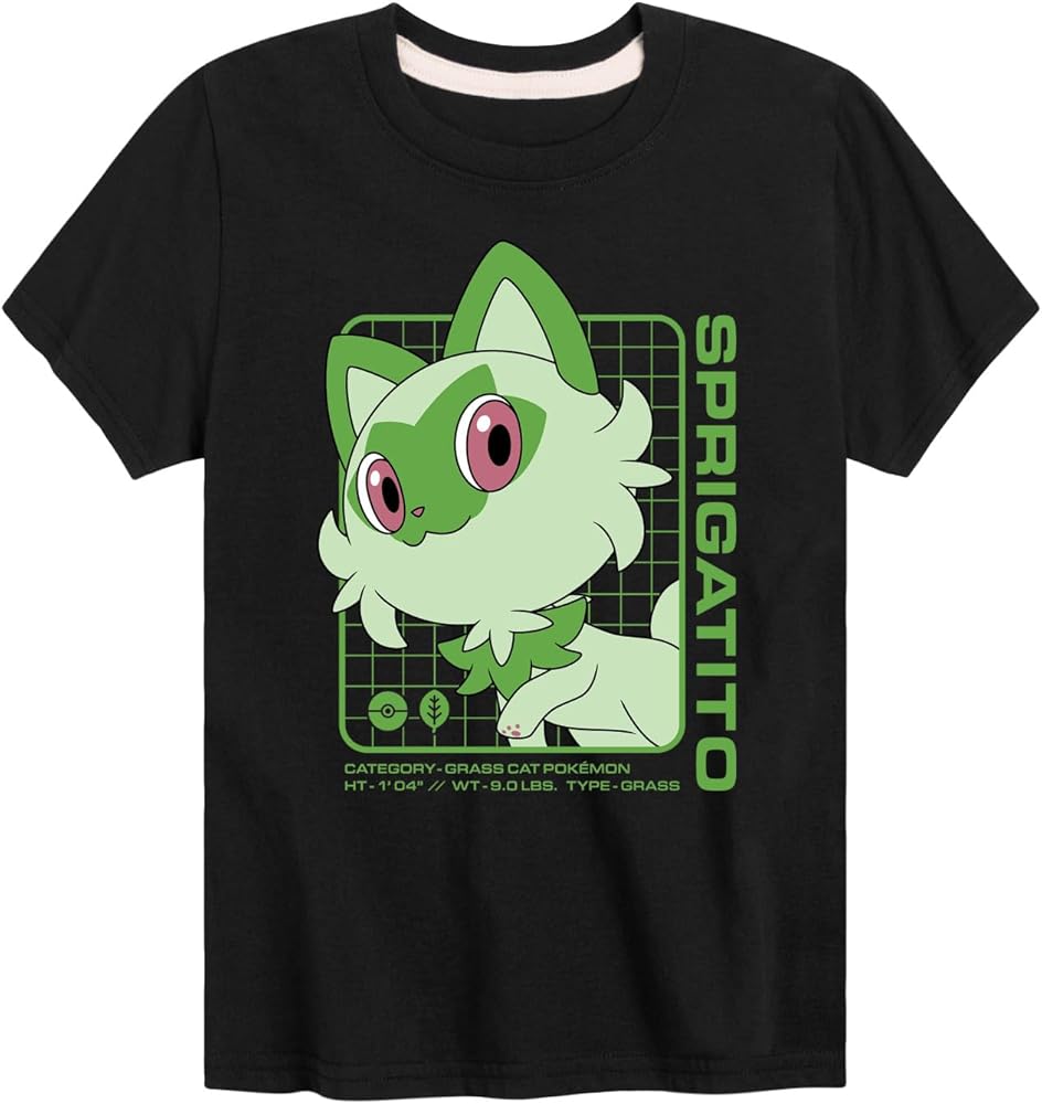 Amazon.com: HYBRID APPAREL - Pokémon Sprigatito Stats - Kids Short