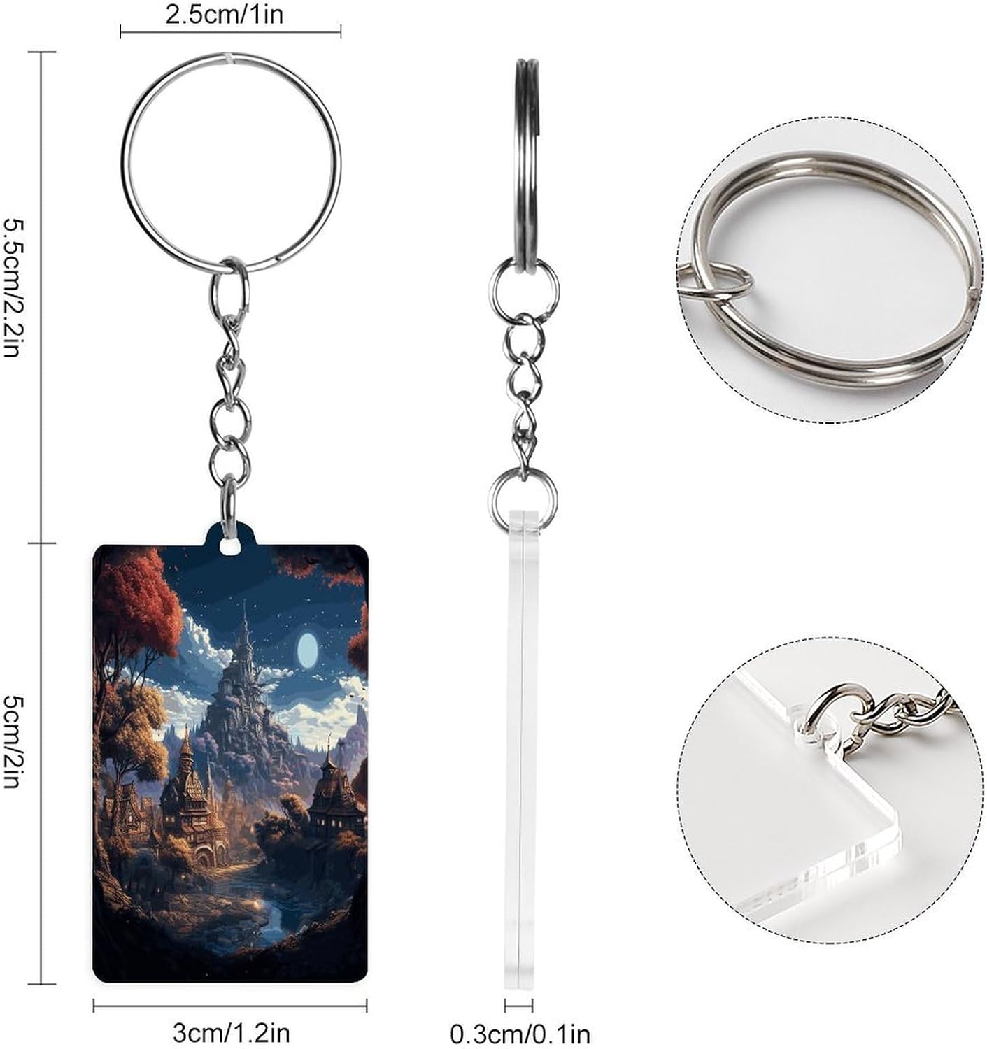 2×1.2 in Acrylic Keychain Cute Acrylic Keyring Animal Pendant image 2