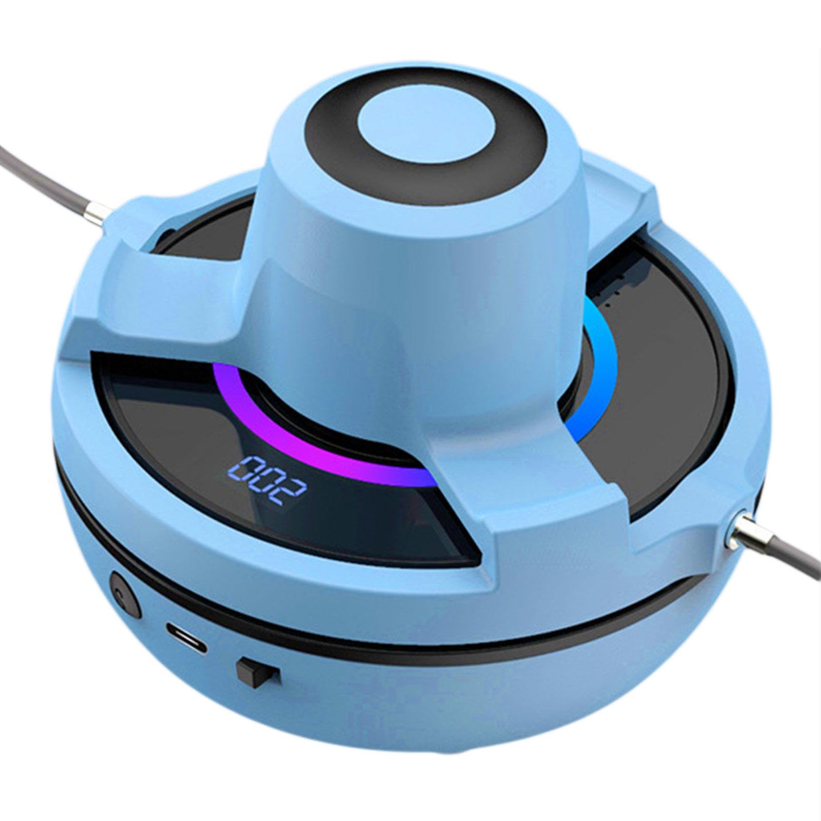 Macchina Intelligente per Saltare La Corda, Corda per Saltare Automatica con Contatore, Corda per Saltare con Contatore 1-10 Livelli di Velocità, Luce LED, Funzione Musica Wireless,Blue