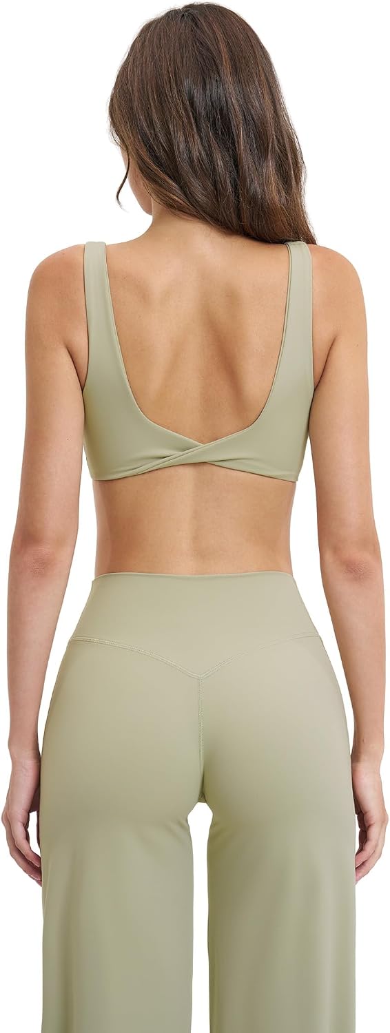 Women 2 Piece Workout U Back Front Scrunch Sports Bra High Waist Tummy Control Active Leggings Yoga Pilates Outfits