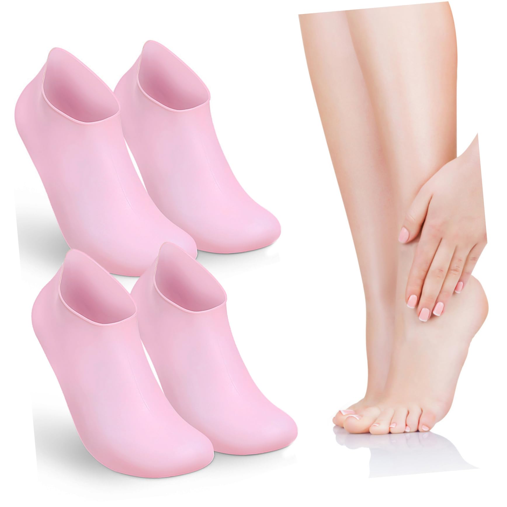 Outanaya 2Pairs Moisturizing Gel Socks for Dry Cracked Feet Silicone Spa Socks with Nonslip Design for Comfortable Foot Care for Softening and Repairing Rough Skin