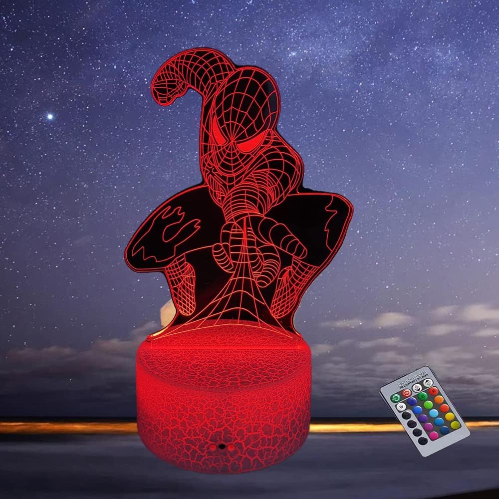 3D Illusion LED Lamp,Night Light for Kids,16 Colors Changing Touch & Remote Control Superhero Christmas Gifts for Boys Girls
