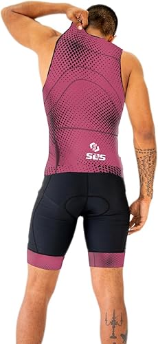 Miniatura 29 de SLS3 Trajes de triatlón para hombre, triatlón de triatlón de primera calidad, sin mangas, de secado rápido, con bolsillo trasero grande